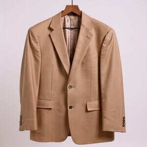 Loro Piana 100% Worsted Spun Cashmere Sport Coat Tan Gold Trumpeter Mens 42R
